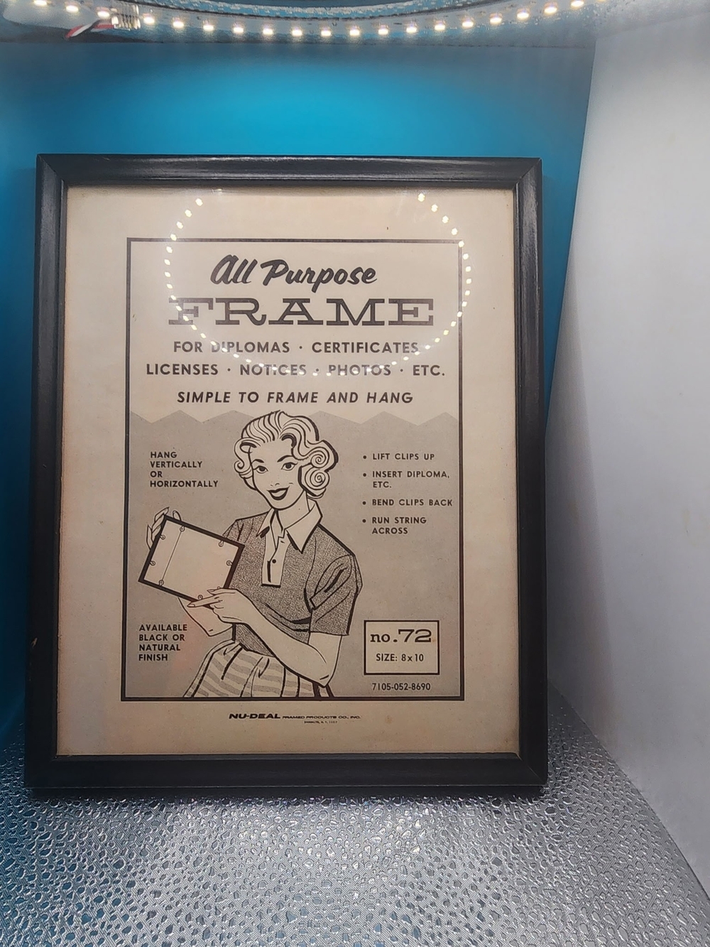 Antique Vintage  Black Picture Frame - Includes The Paper Advertisement